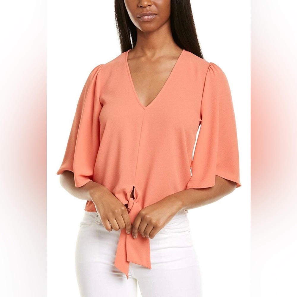 1. STATE Flounce Sleeve Tie Front Blouse